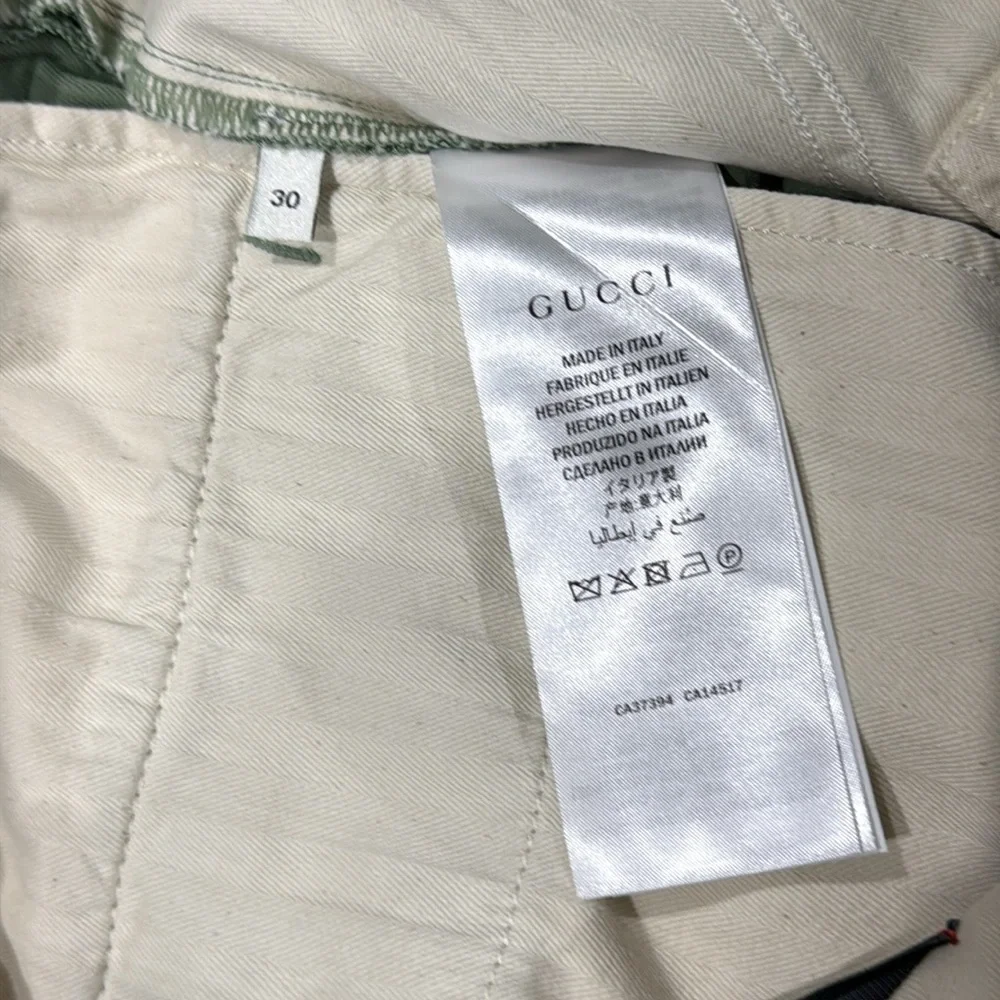 Gucci Green Cotton Embroidered Logo Pants Gucci Band - 30